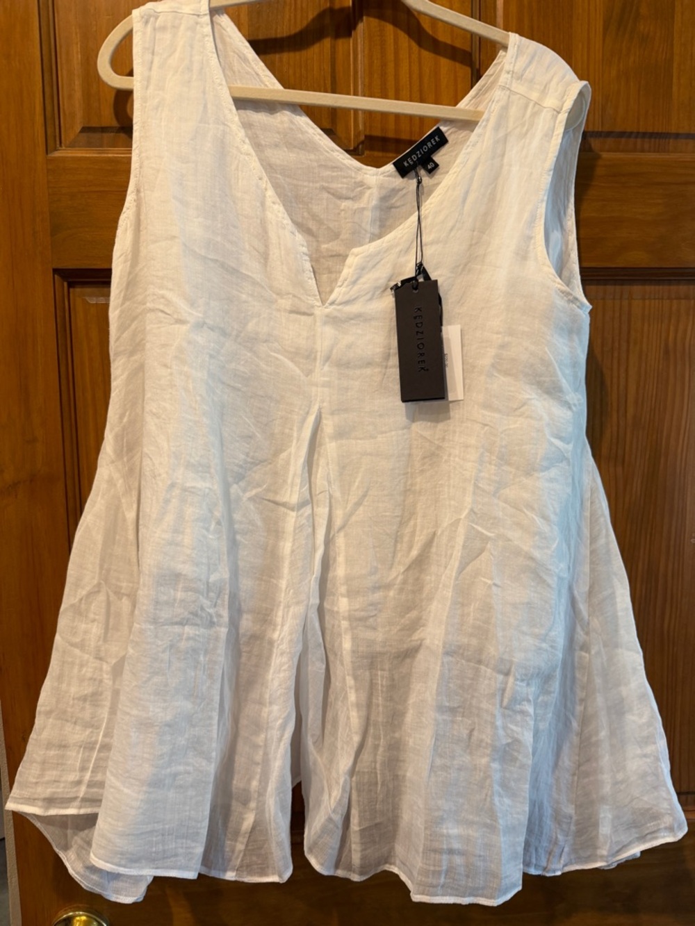 Kedziorek White Sleeveless Linen Tunic Sz 40